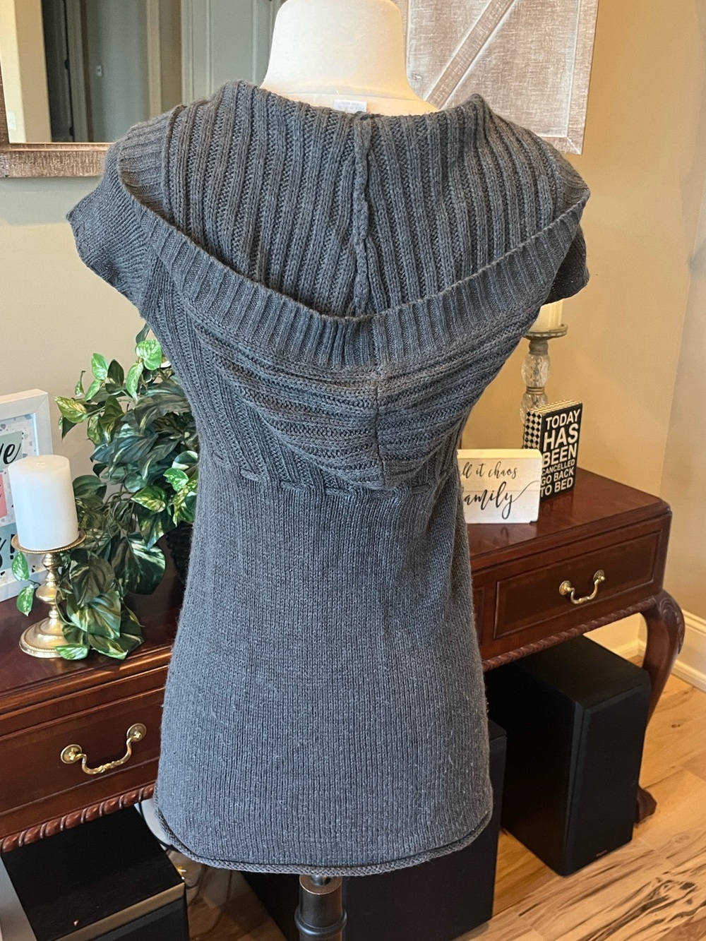 Hooded Sweater Gray Pullover Womens Small Acrylic Womens Small - Picture 4 of 15